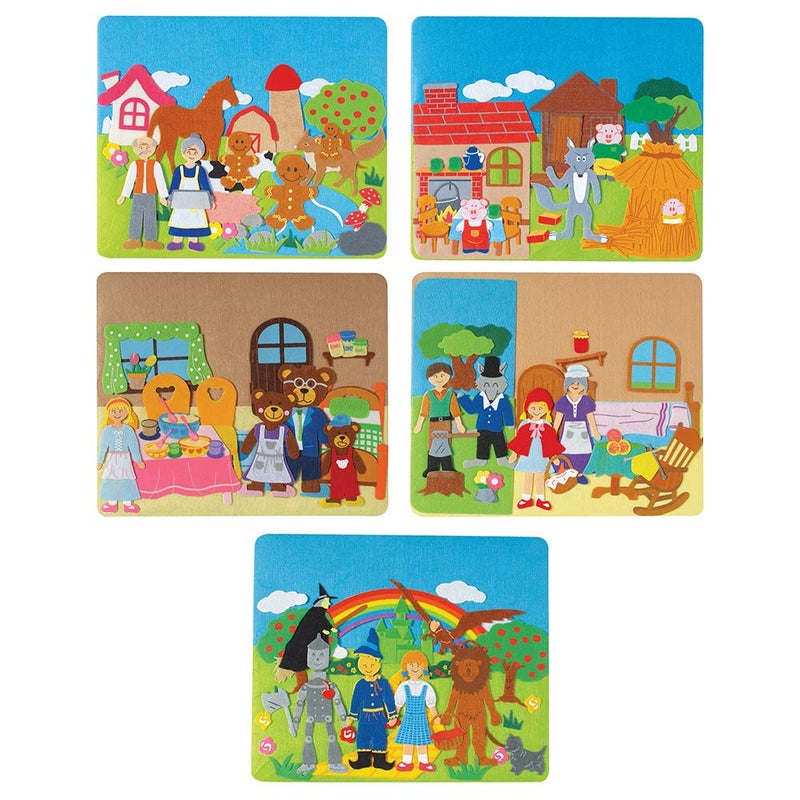 Constructive Playthings Classic Stories Felt Board Story Sets, Flannel Board for Preschool Learning Activities, With Three Little Pigs, Goldilocks, Red Riding Hook, Red Hen and Gingerbread Boy, 3+ - Image 1